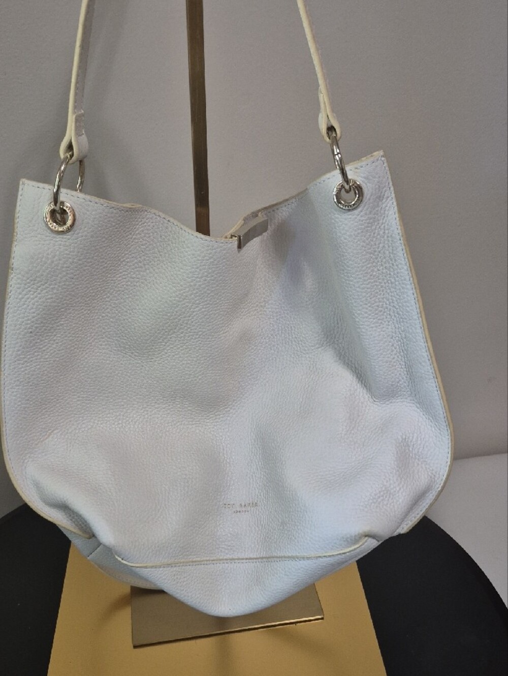 Ted Baker Cream Pebbled Leather Shoulder Hobo